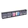 Boxes & Bins | Deflecto 20604OP Tilt Bin 23.63 in. x 3.63 in. x 4.5 in. Interlocking Multi-Bin Storage Organizer - Black/Clear image number 5