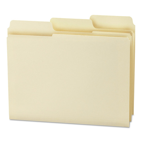 File Folders | Smead 10395 0.75 in. Expansion 1/3-Cut SuperTab Reinforced Guide Height Top Tab Folders - Letter Size/Manila (100/Box) image number 0