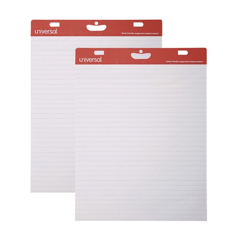 Notebooks & Pads | Universal UNV45602 27 in. x 34 in. Renewable Resource Sugarcane Based Easel Pads - Ruled, White (50 Sheets/Pad, 2 Pads/Carton) image number 0