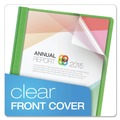 Report Covers & Pocket Folders | Oxford 55807EE 3 Fastener 1/2 in. Capacity Clear Front Report Covers - Green (25/Box) image number 1