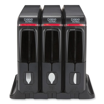 Dixie SSW3D85 12.44 in. x 11.17 in. x 10.5 in. SmartStock Wrapped Cutlery Dispenser - Black (1/Carton)