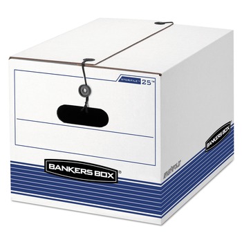 Bankers Box 0002501 12.25 in. x 16 in. x 11 in. Letter/Legal Files Medium-Duty Strength Storage Boxes - White/Blue (4/Carton)