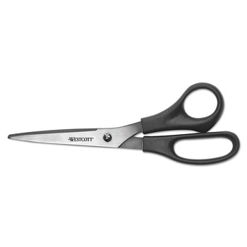  | Westcott 16907 8 in. All Purpose Straight Scissors with 3.5 in. Cut Length - Offset Black (3/Pack)