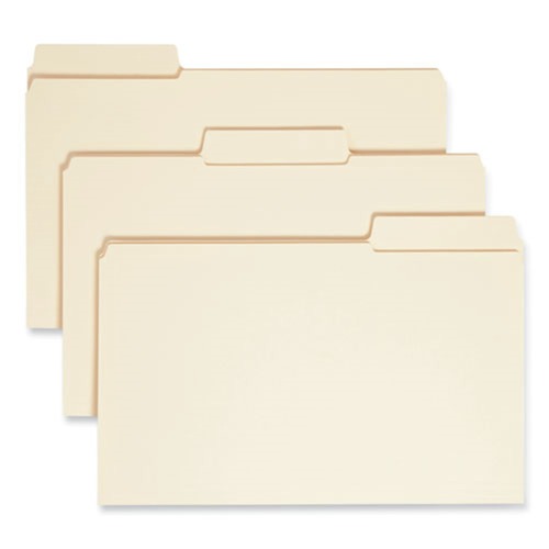 File Folders | Smead 15395 1/3-Cut Tabs Assorted Legal Size 0.75 in. Expansion SuperTab Reinforced Guide Height Top Tab Folders - Manila (100/Box) image number 0
