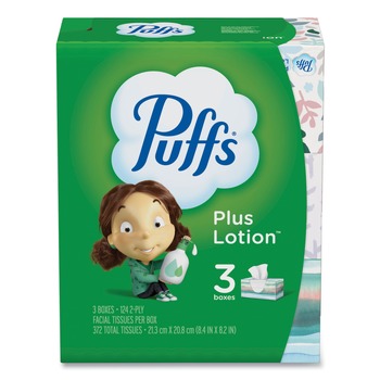 Puffs 39363 2-Ply Plus Lotion Facial Tissue - White (8 Packs/Carton)