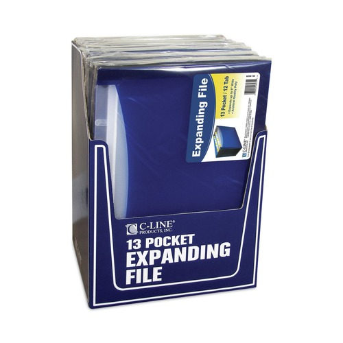 Sheet Protectors | C-Line 48235 9.25 in. Expansion 1/6-Cut Tabs 13-Pocket Expanding File - Letter Size/Blue image number 0