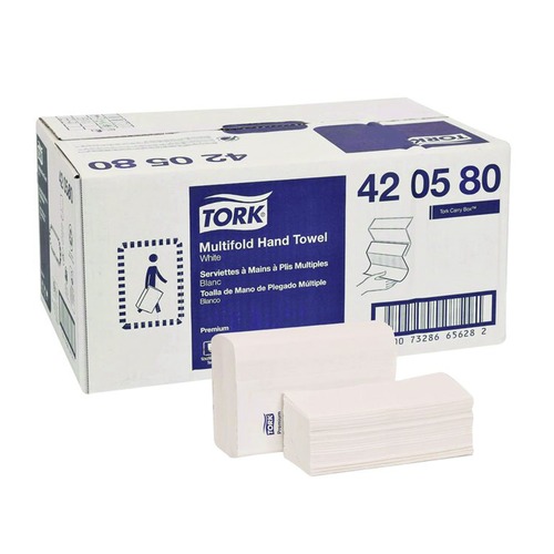 Paper Towels and Napkins | Tork 420580 Premium 9 x 9.5 1-Ply Multifold Towel - White (12/Carton) image number 0