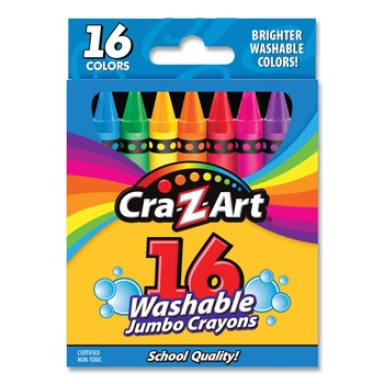 Cra-Z-Art 1020448 Washable Jumbo Crayons - Assorted Colors (16/Pack)