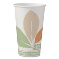 Labor Day Sale | SOLO 316PLA-J7234 Bare Eco-Forward 16 oz. PLA Leaf Design Paper Hot Cups - White/Green/Orange (1000/Carton) image number 0