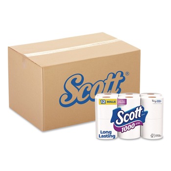 Scott 10060 1-Ply 4.1 in. x 3.7 in. Septic Safe Toilet Paper - White (48/Carton)