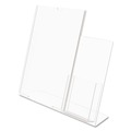 Desk Shelves | Deflecto 599401 Superior Image 13.5 in. W x 4.25 in. D x 10.88 in. H Slanted Sign Holder with Side Pocket - Clear image number 0
