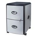 Office Filing Cabinets & Shelves | Storex 61351U01C 19 in. x 15 in. x 23 in. 2-Letter File Drawer Mobile Filing Cabinet with Metal Siding - Silver/Black image number 1
