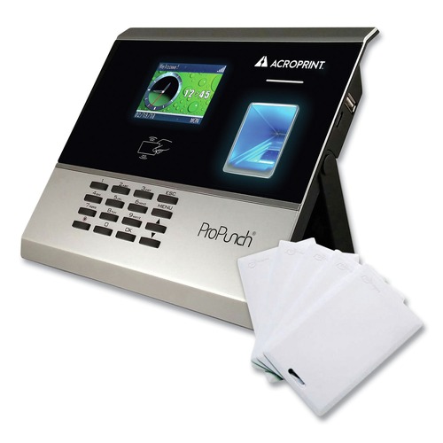Recordkeeping & Forms | Acroprint 01-0289-200 ProPunch Biometric and Proximity Bundle for 50 Employees - Black image number 0