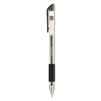 Universal UNV39510 0.7 mm. Medium Comfort Grip Stick Gel Pen - Black Ink, Clear/Black Barrel (1-Dozen)