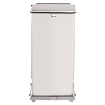 TRASH WASTE BINS | Rubbermaid Commercial FGST12SSPL 6.5 gal. Defenders Heavy-Duty Steel Step Can - Stainless Steel