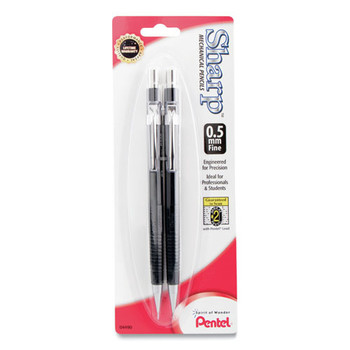 Pentel P205BP2-K6 0.5 mm HB (#2) Sharp Mechanical Pencil - Black Lead, Black Barrel (2/Pack)