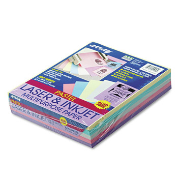 COVER AND CARDSTOCK | Pacon P101058 8.5 x 11 20 lb Bond Weight Array Colored Bond Paper - Assorted Pastel Colors (500-Sheets/Ream)