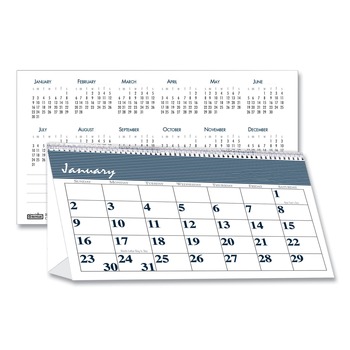 House of Doolittle 3679 12-Month (Jan to Dec): 2026 7 in. x 4.25 in. Bar Harbor Recycled Desk Tent Monthly Calendar - White/Blue Sheets