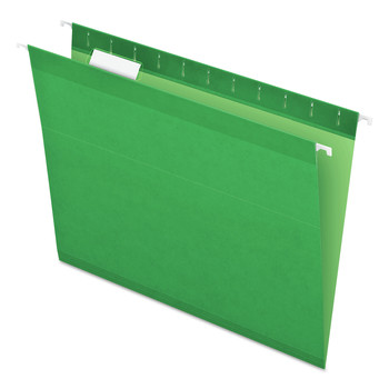Pendaflex 04152 1/5 BGR 1/5-Cut Tabs Colored Reinforced Hanging Folders - Letter Size/Bright Green (25/Box)
