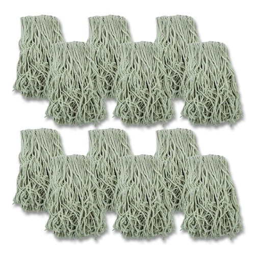 Mops | Boardwalk BWKCM20016 16 oz. Cut-End Banded Cotton Banded Mop Head - White (12/Carton) image number 0
