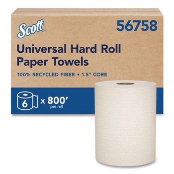 PRODUCTS | Scott 56758 Essential 8 in. x 800 ft. 1.5 in. Core 1-Ply 100% Recycled Fiber Hard Roll Towel - Brown (6/Carton)