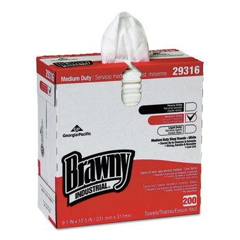 Georgia-Pacific 29316 9.1 x 12.5 Lightweight Disposable Shop Towels - White (2000/Carton)