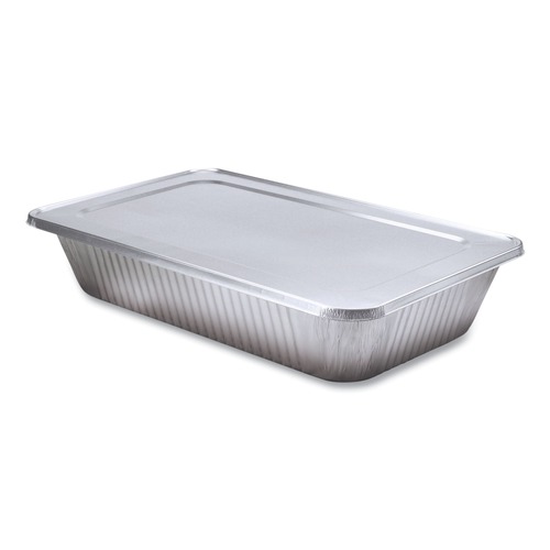 Food Trays, Containers, and Lids | Handi-Foil 2050-45-50FC 12.88 in. x 20.81 in. x 0.62 in. Steam Table Pan Lids with Full Curl Edge (50/Carton) image number 0