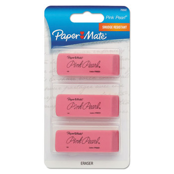 PENS | Paper Mate 70502 Pink Pearl Rectangular Block Eraser For Pencil Marks - Medium, Pink (3/Pack)