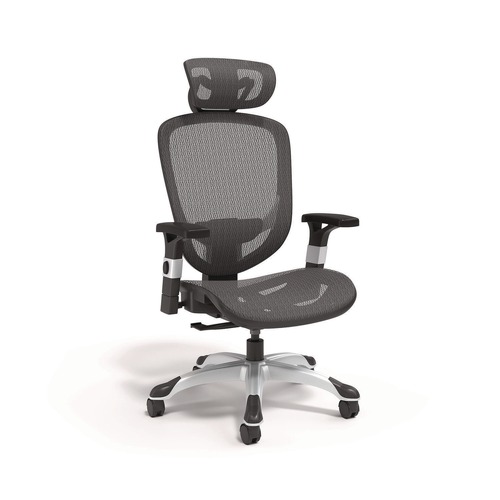 Office Chairs | Alera ALEMV41BME18 17.24 in. to 20.98 in. Seat Height Support Up to 275 lbs. Minerva Ergonomic Mesh Swivel Task Chair - Black Seat/Back, Silver Base image number 0