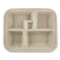 Food Trays, Containers, and Lids | World Centric TR-SC-BB-LFS 5-Compartment 12 in. x 9.5 in. x 2 in. Bento Box Paper Fiber Containers - Natural (300/Carton) image number 1