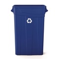 Trash & Waste Bins | Suncast Commercial TCNH2030BLR 23-Gallon Plastic Resin Slim Recycling Trash Can - Blue/White image number 0
