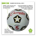 Breakroom Supplies | Champion Sports SRB5 No. 5 Size Rubber Sports Ball For Soccer - White/Black image number 2