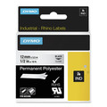 Labels | DYMO 622289 Rhino 0.5 in. x 18 ft. Permanent Vinyl Industrial Label Tape - Clear/Black Print image number 1