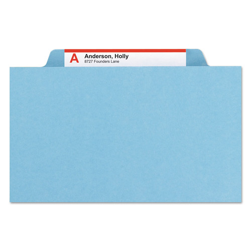 File Folders | Smead 19094 Eight-Section 3-Divider Pressboard Top Tab Classification Folders - Legal Size/Blue (10/Box) image number 0