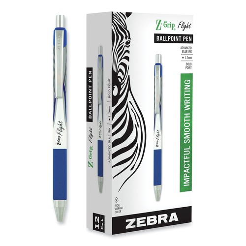 Pens | Zebra 21920 Z-Grip Flight Bold 1.2 millimeter Retractable Ballpoint Pen - Blue Ink/Blue/White Barrel (1-Dozen) image number 0