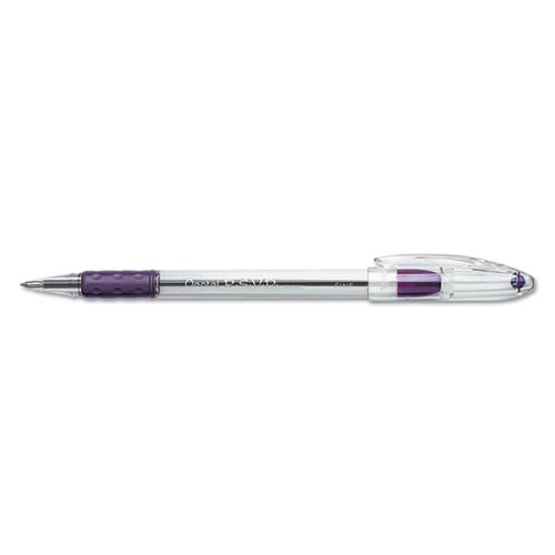 Pens | Pentel BK90-V Stick Fine 0.7 mm R.S.V.P. Ballpoint Pen - Violet Ink, Clear/Violet Barrel (1-Dozen) image number 0
