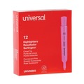Highlighters | Universal UNV08865 Fluorescent Ink Chisel Tip, Desk Highlighters - Pink (1 Dozen) image number 1