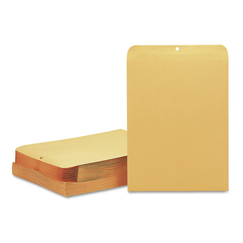 Envelopes & Mailers | Quality Park QUA37810 12 in. x 15.5 in. 32 lbs. Bond Weight Kraft #15 1/2 Square Flap Clasp/Gummed Closure Clasp Envelope - Brown Kraft (100/Box) image number 0