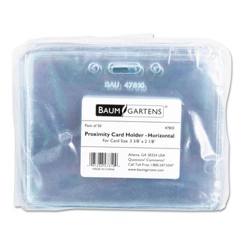 SICURIX BAU47810 Sicurix 4 in. W x 3 in. H Horizontal Proximity Badge Holder - Clear (50/Pack)