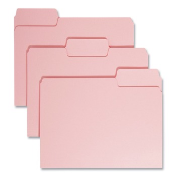 Smead 12643 0.75 in. Expansion 1/3-Cut Tabs Colored File Folders - Letter Size/Pink (100/Box)