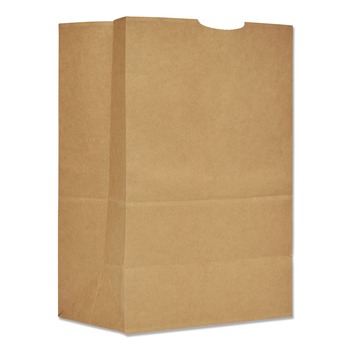 Ross & Wallace Paper Products 110415 12 in. x 7 in. x 17 in. 75 lbs. Capacity 1/6 BBL Grocery Paper Bags - Kraft (400/Bundle)