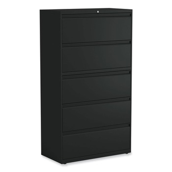 Alera 25497 36 in. x 18.63 in. x 67.63 in. 5 Lateral File Drawer - Legal/Letter/A4/A5 Size - Black