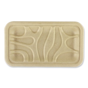 World Centric TR-SC-17S-LFS 4.8 in. x 8.3 in. x 0.7 in. Paper Fiber Trays - Natural (500/Carton)