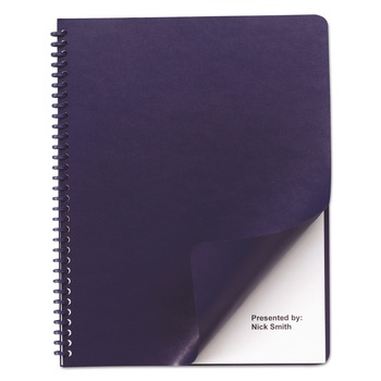GBC 2000711 11.25 in. x 8.75 in. Leather-Look Unpunched Presentation Covers for Binding Systems - Navy (100 Sets/Box)