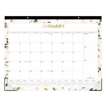 OFFICE PRESENTATION SUPPLIES | Blue Sky BLS138198 22 in. x 17 in. 12-Month (Jan-Dec 2026) Day Designer Coming Up Roses Monthly Desk Pad Calendar - Cream/Blush Sheets