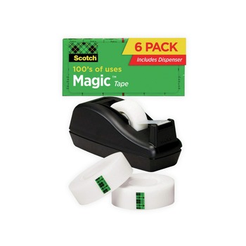 Scotch 810 Magic 0.75 in. x 83.33 ft. 1 in. Core Tape Desktop Dispenser Value Pack - Clear (6/Pack)