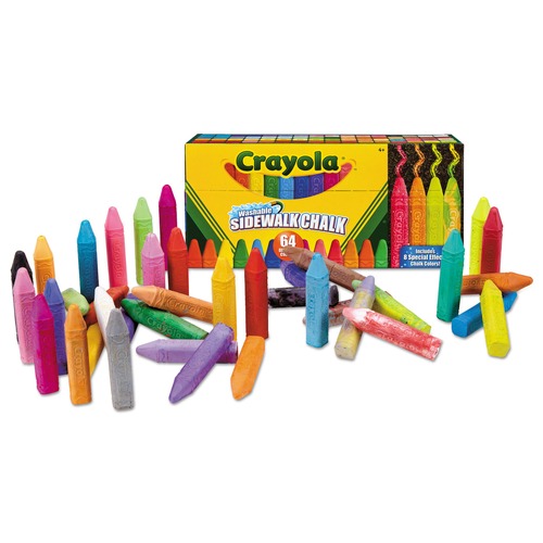 Arts & Crafts Supplies | Crayola 512064 4 in. x 0.5 in. Diameter Ultimate Sidewalk Chalk - Assorted Colors (64/Set) image number 0