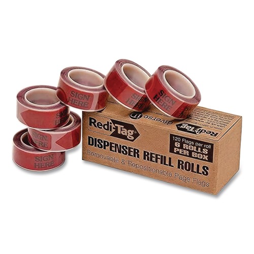Page Flags | Redi-Tag B91002 Sign Here Arrow Message Page Flag Refills - Red (6/Box) image number 0