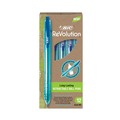 Pens | BIC BPRR11BE ReVolution Ocean Bound Medium 1 mm. Retractable Ballpoint Pen - Blue Ink/Translucent Blue Barrel (1-Dozen) image number 0