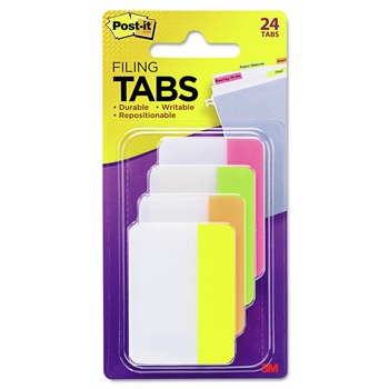 Post-it Tabs 686-PLOY 2 in. Wide 1/5-Cut Solid Color Tabs - Assorted Bright Colors (24/Pack)